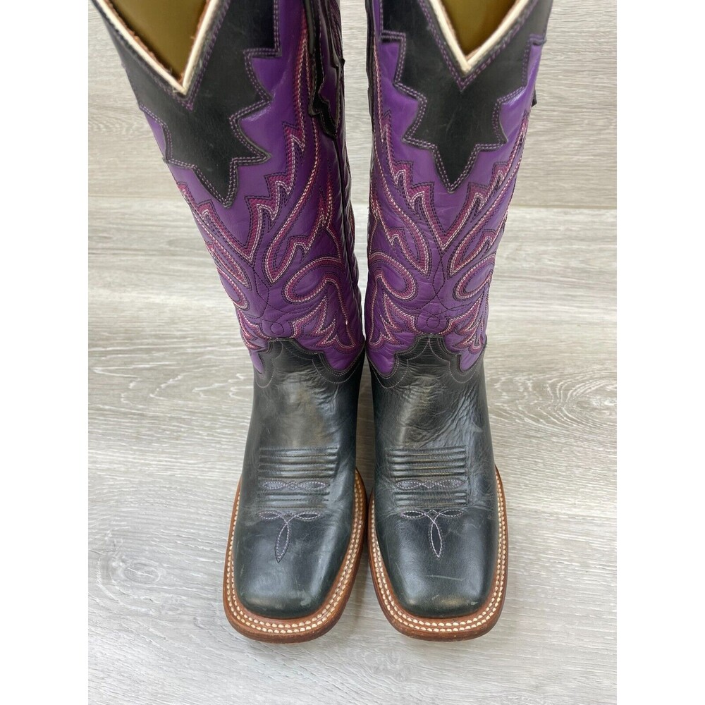 Lucchese Purple and Black Western Heeled Boots - Picture 4 of 14